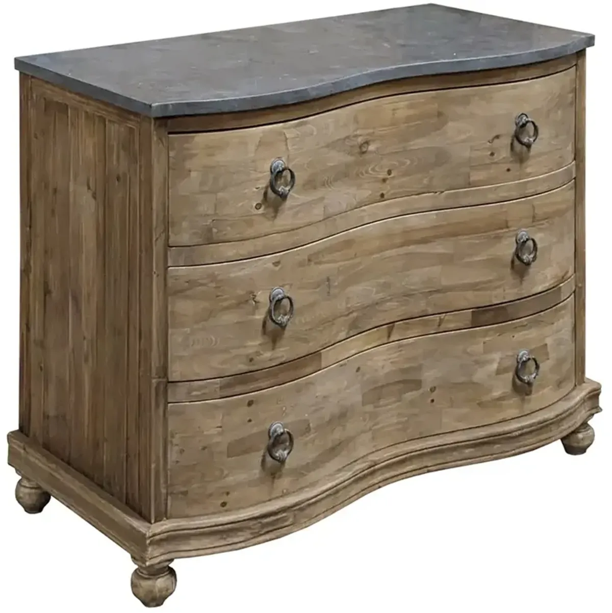 Parker French Country Grey Stone Brown Reclaimed Pine Wood Dresser