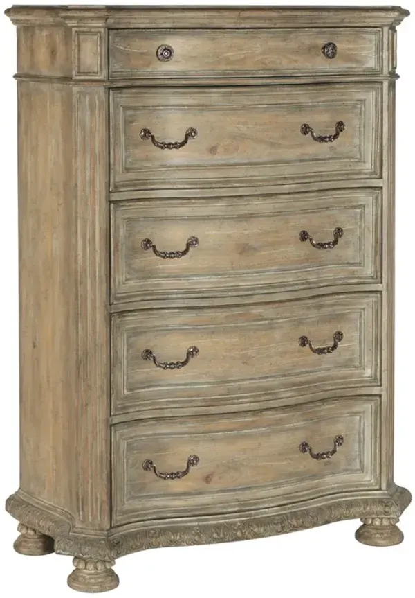 Riley French Country Brown Wood Tall Chest Dresser