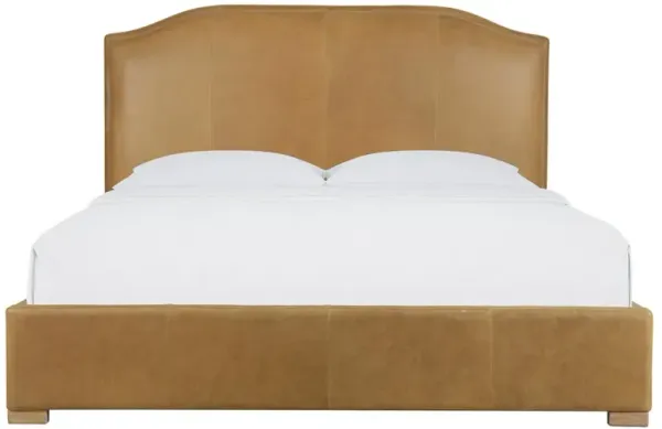 Siena Modern Classic Brown Leather Wood Bed - Queen