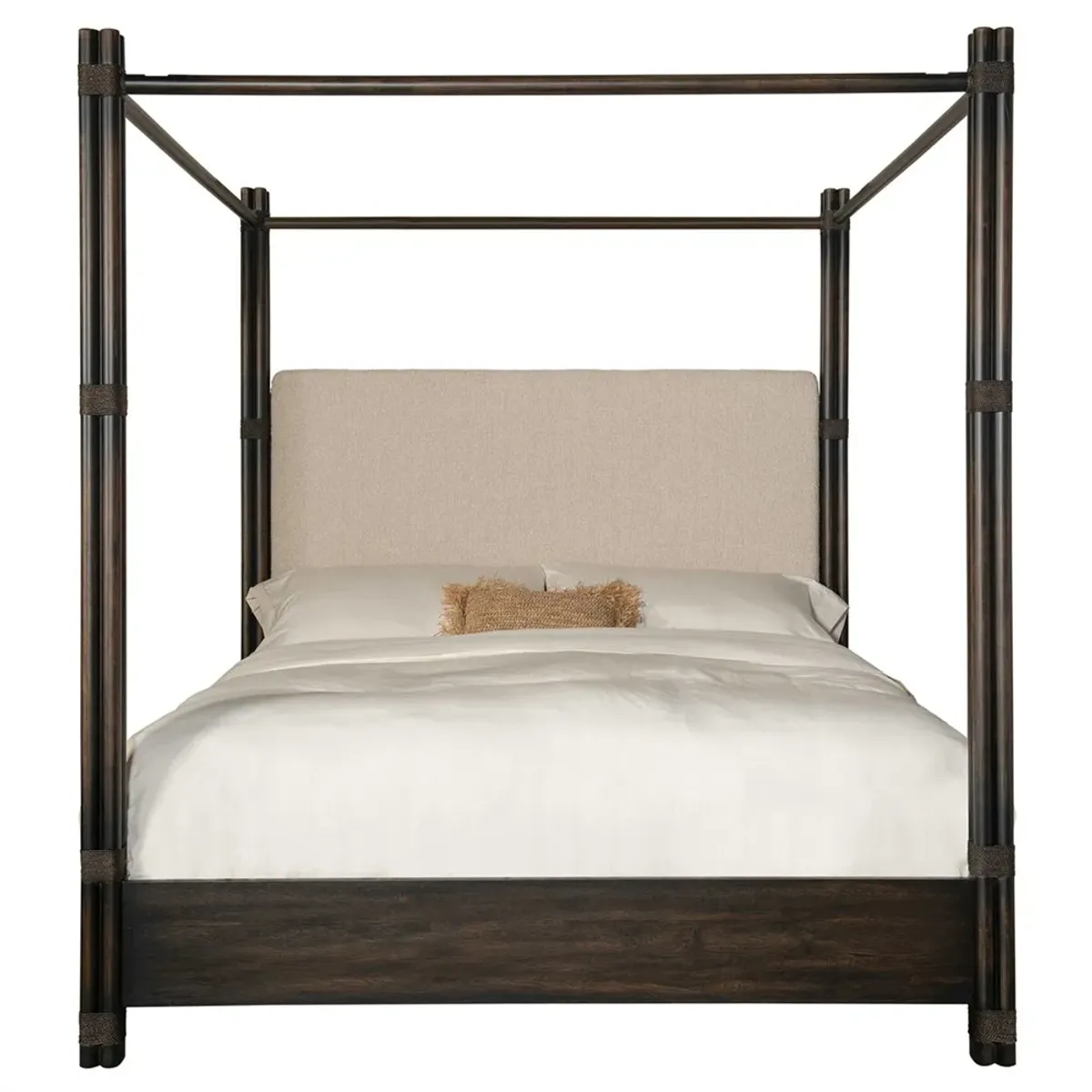 Nigel Coastal Beach Dark Brown Oak Canopy Bed - Cal King
