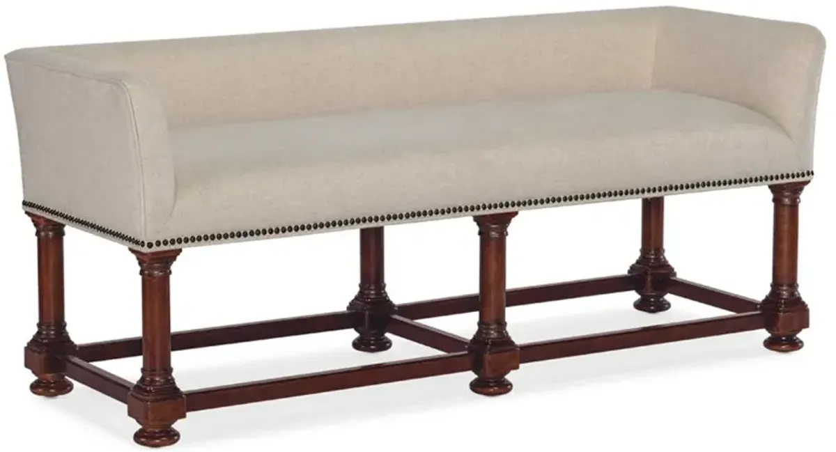 Harry Updated Traditional Beige Performance Cherry Wood Bench
