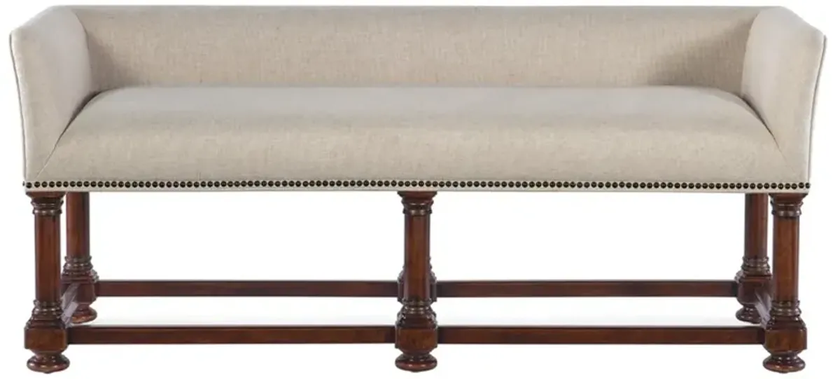 Harry Updated Traditional Beige Performance Cherry Wood Bench