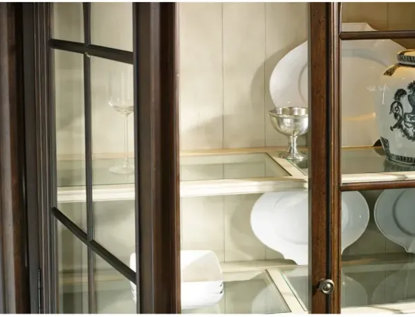 Levi Updated Traditonal Brown Mahogany Wood Display Cabinet