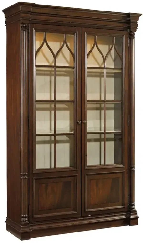 Levi Updated Traditonal Brown Mahogany Wood Display Cabinet
