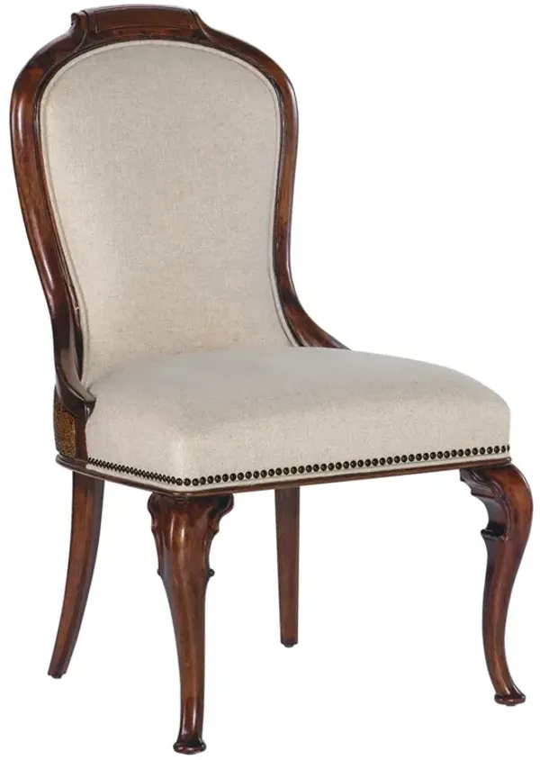 Harry Updated Traditional Beige Upholstered Cherry Wood Dining Chair