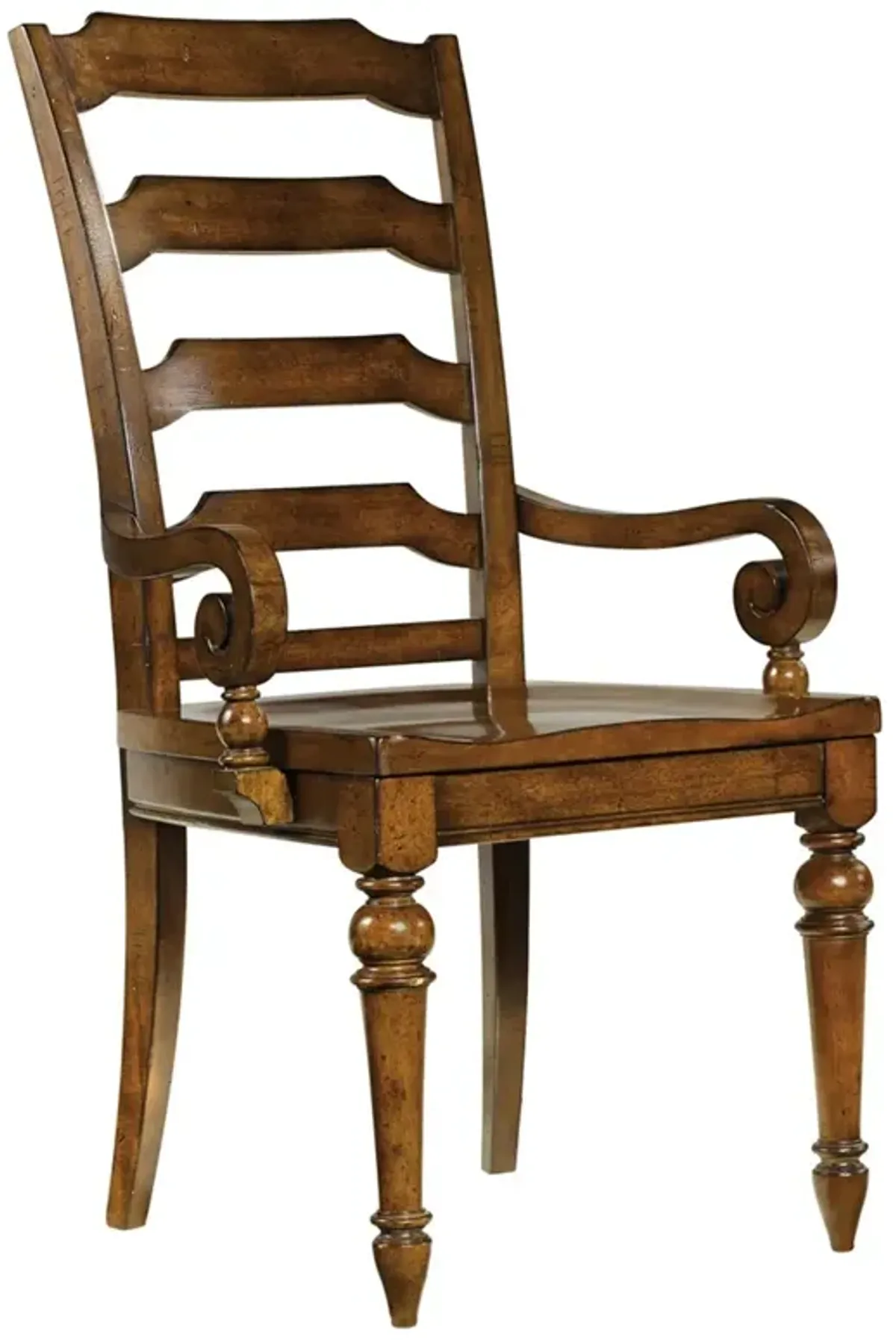 Talia Updated Traditional Brown Wood Ladderback Arm Chair