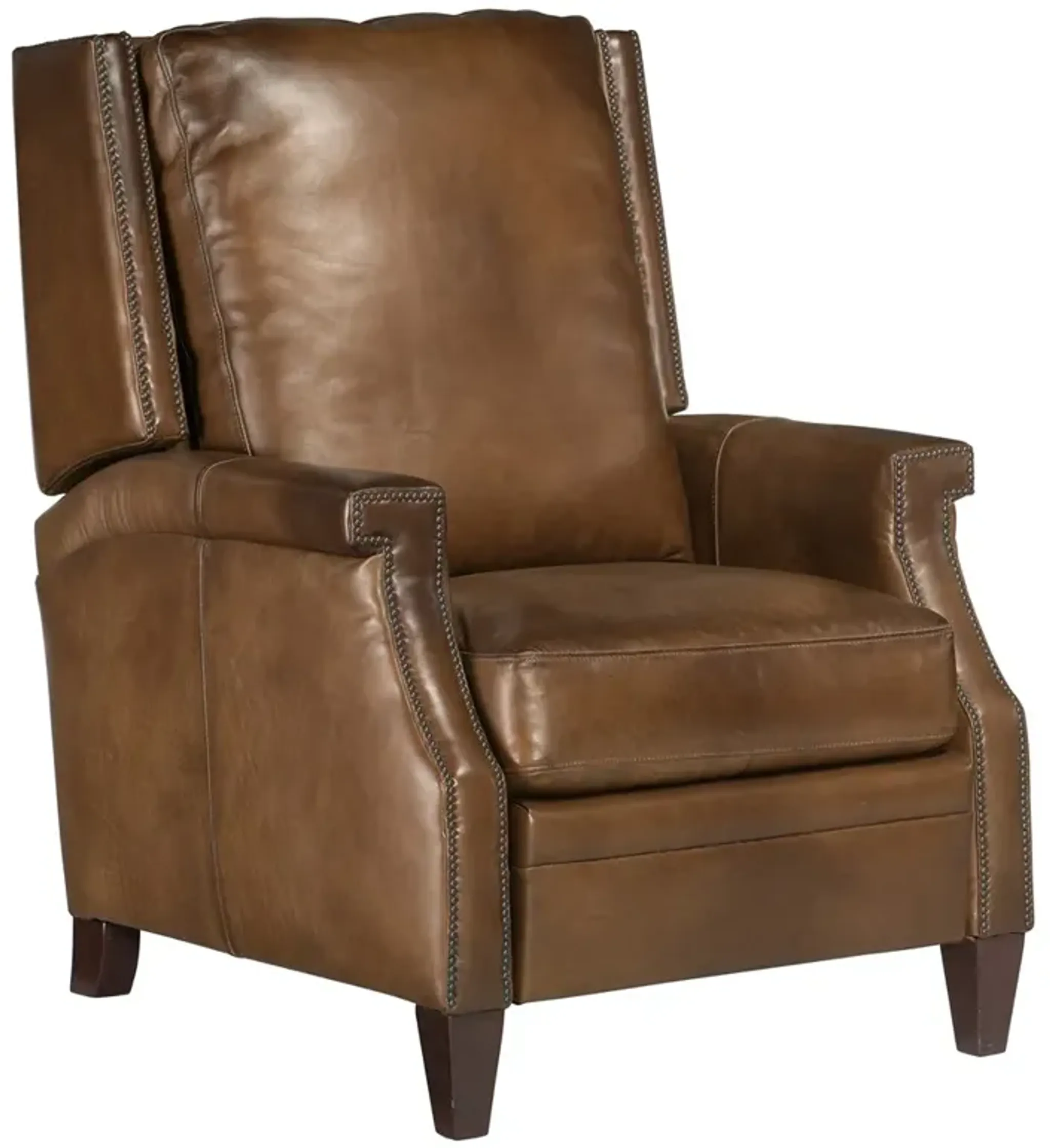 Conner Rustic Lodge Brown Leather Recliner Arm Chair Kathy Kuo Home ...