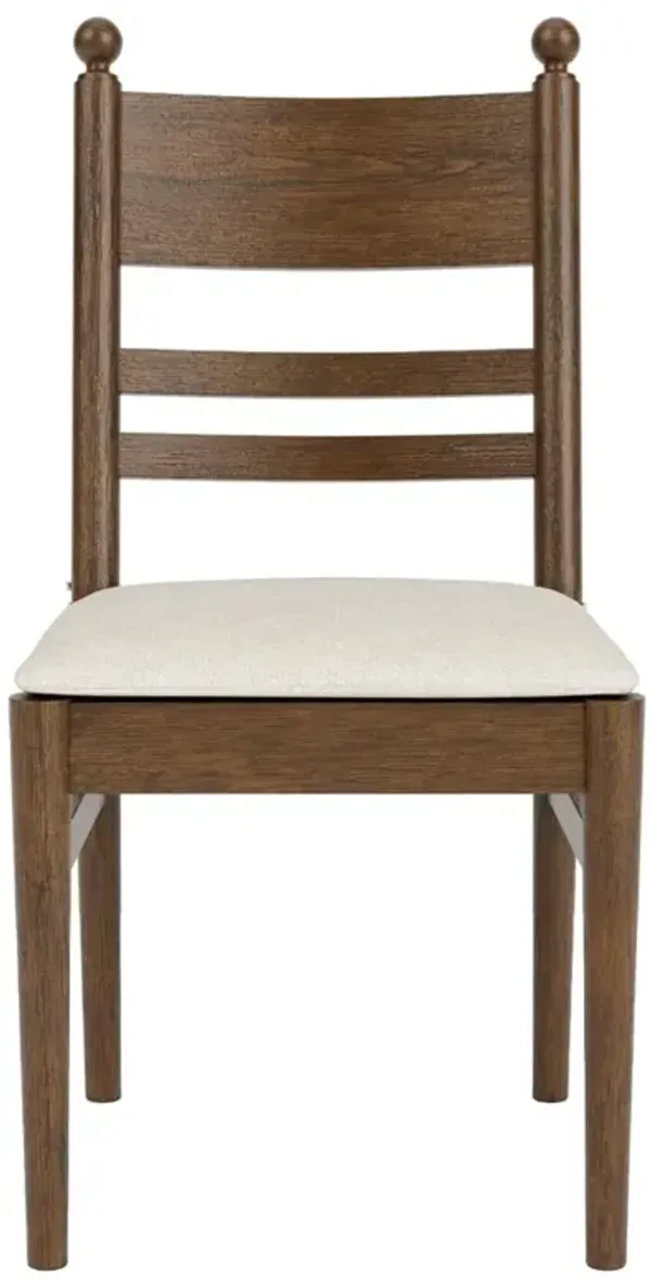 Callum Updated Traditional Cream Performance Brown Wood Chair