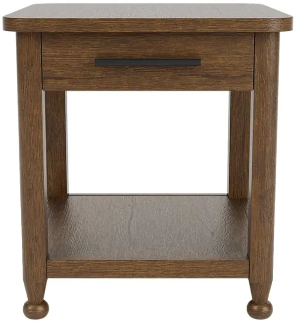 Callum Updated Traditional Brown Wood Square Side Table