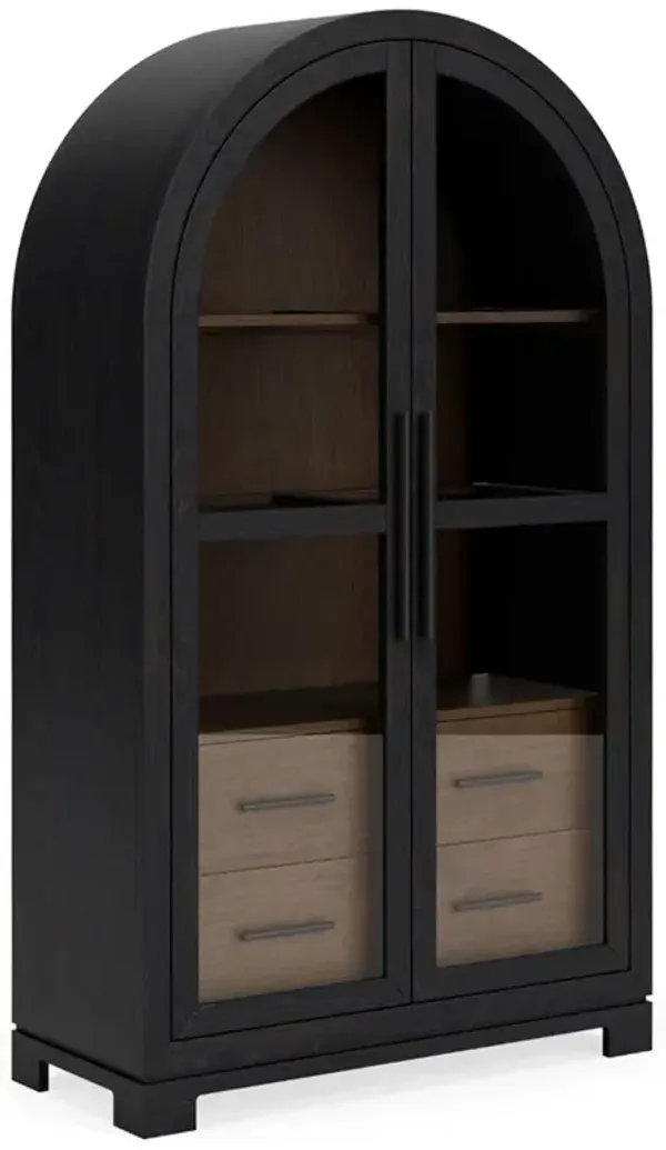 Callum Updated Traditional Black Wood Arched Display Cabinet