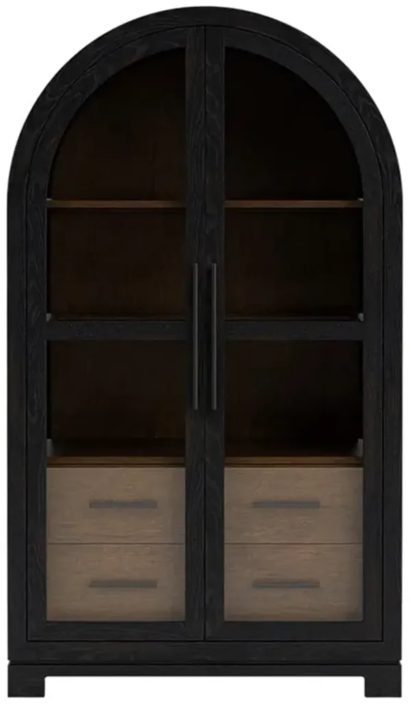 Callum Updated Traditional Black Wood Arched Display Cabinet
