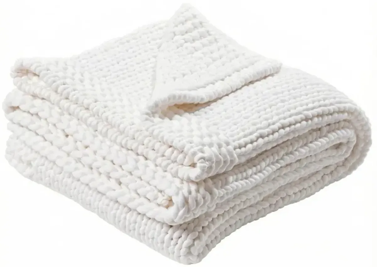 Dayna Coastal Beach White Cotton Throw Blanket