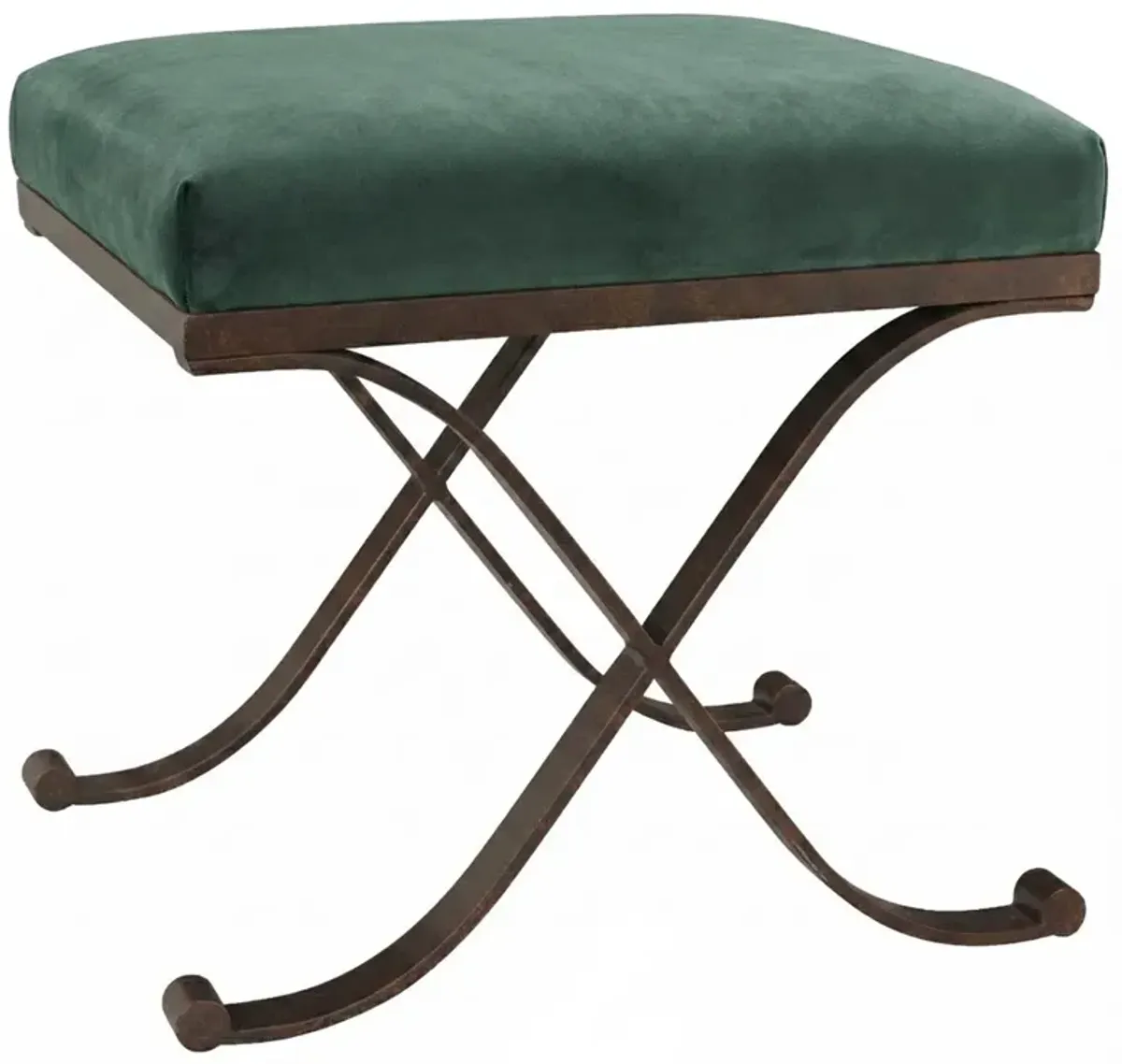 Uzor Traditional Pine Performance Velvet Bronze Iron Rectangular Ottoman