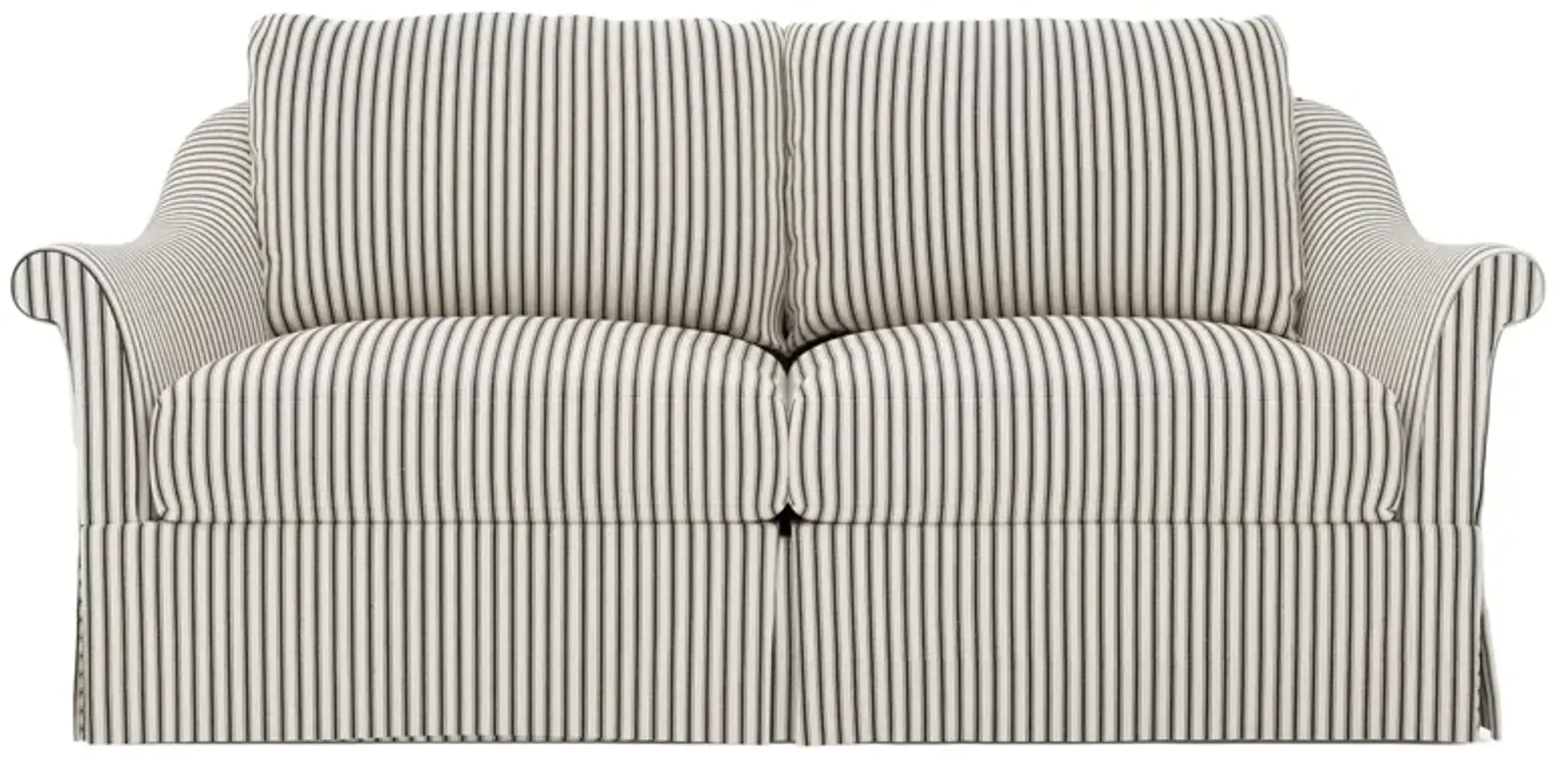 Amelie Peppercorn Stripe Skirted Loveseat - 72"