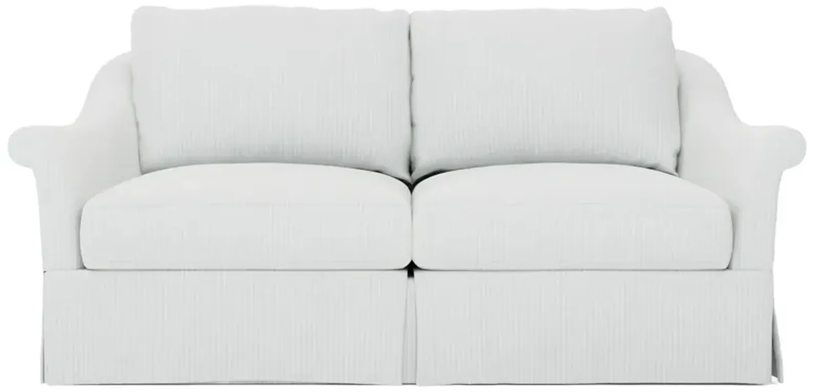 Amelie Sky Blue Cotton Stripe Skirted Loveseat - 72"