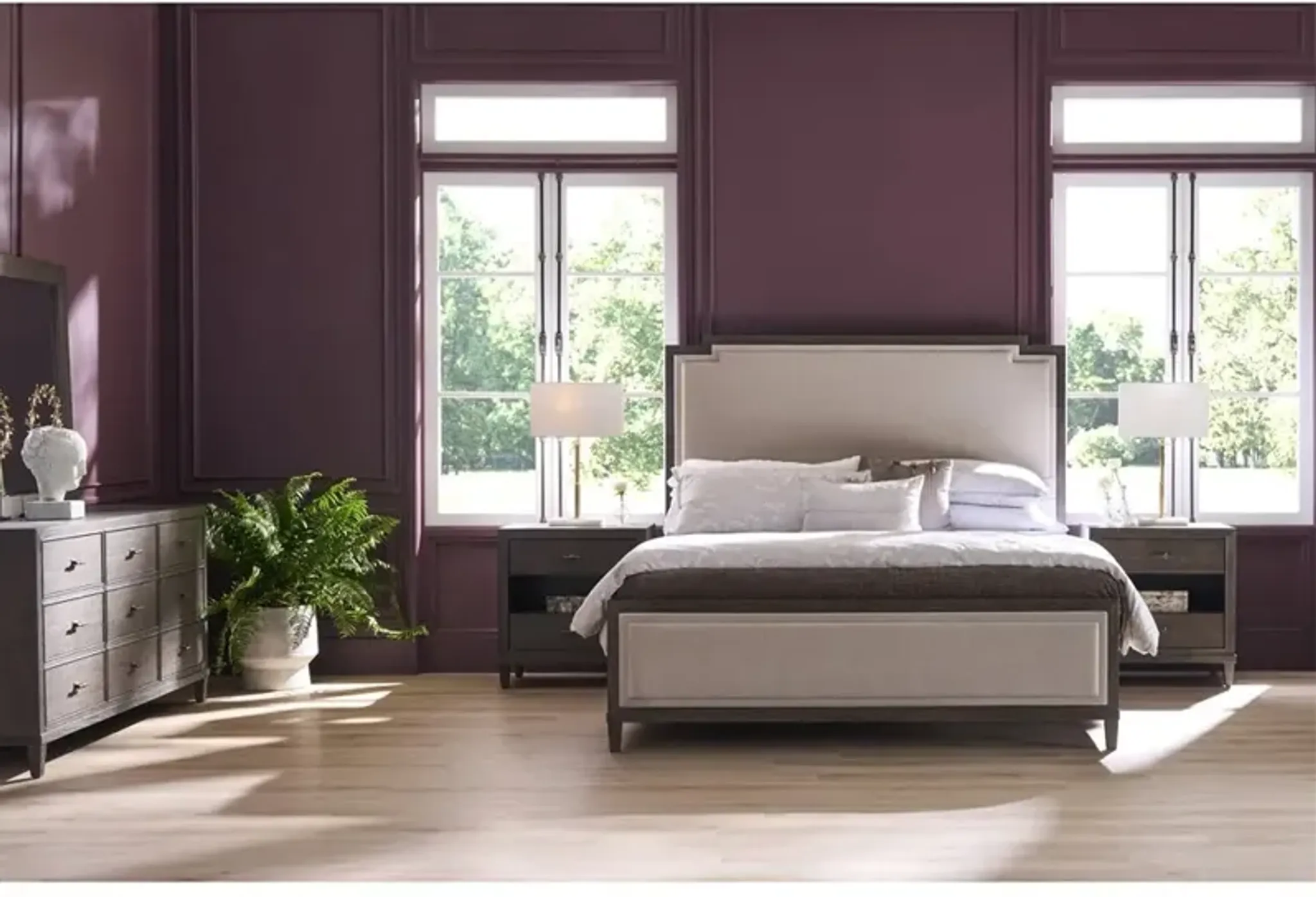Shara Updated Traditional Brown Oak Bed - Queen | Furniture.com