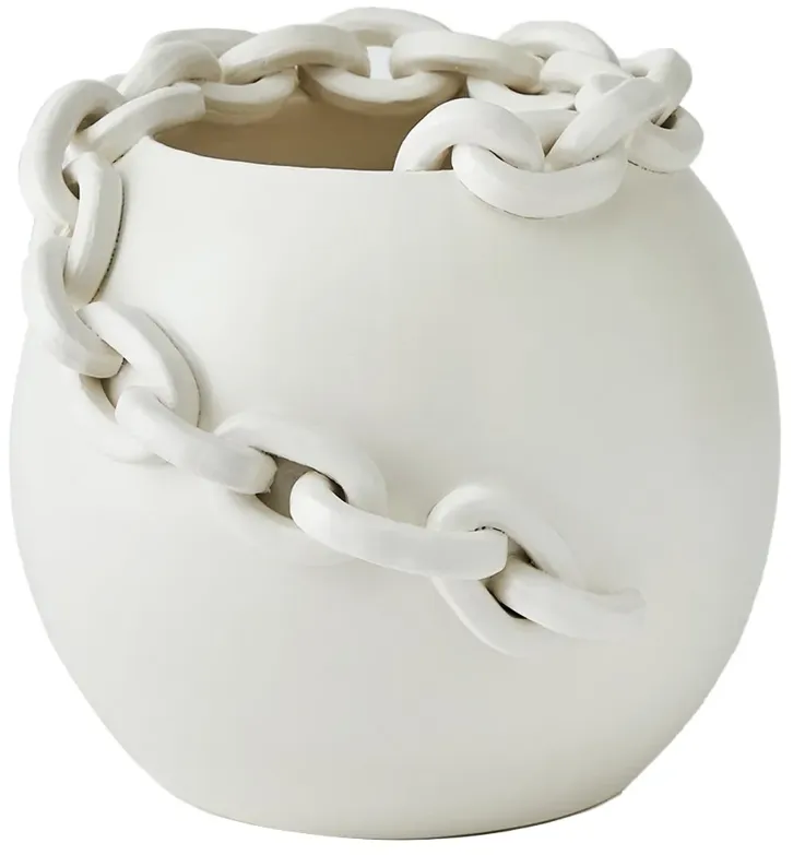Taha French Country White Ceramic Chain Table Vase