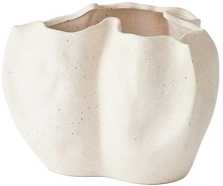 Louise French Country Cream Ceramic Textured Table Vase - 9"