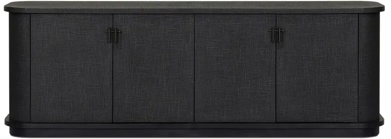 Berlin Modern Classic Black Painted Linen Media Cabinet - 80"