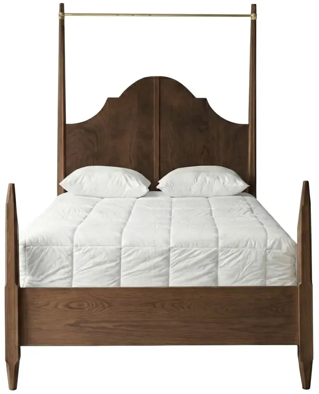 Zaiya Updated Traditional Brown Wood Poster Bed - Queen