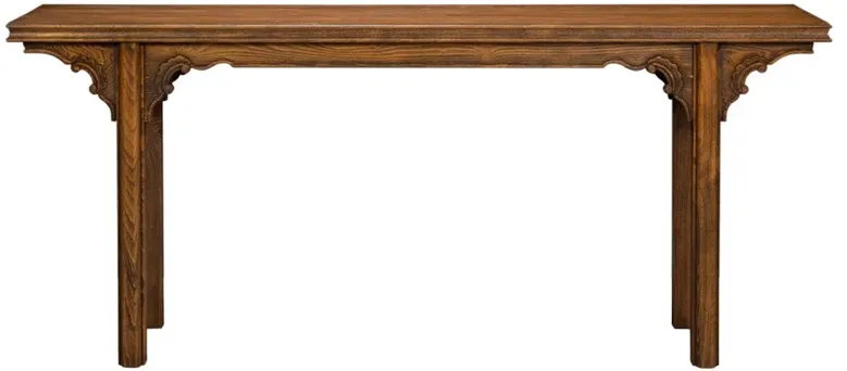 Lilah French Country Brown Wood Rectangular Console Table