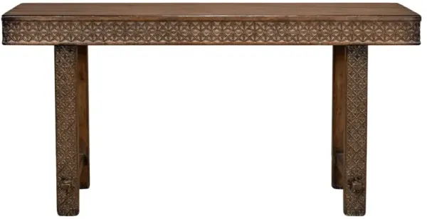 Salem Rustic Lodge Brown Pine Rectangular Console Table