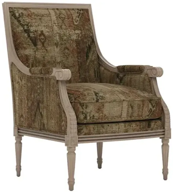 Juliette Burnt Umber Chenille Driftwood Bergere Chair