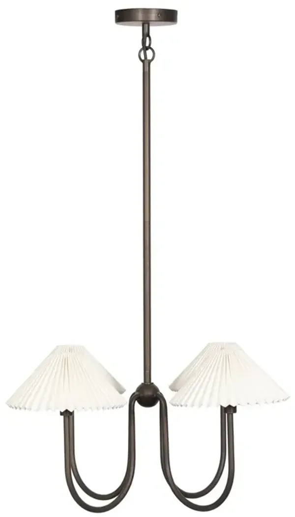 Lisette French Country Bronze Iron Pleated Shade Chandelier