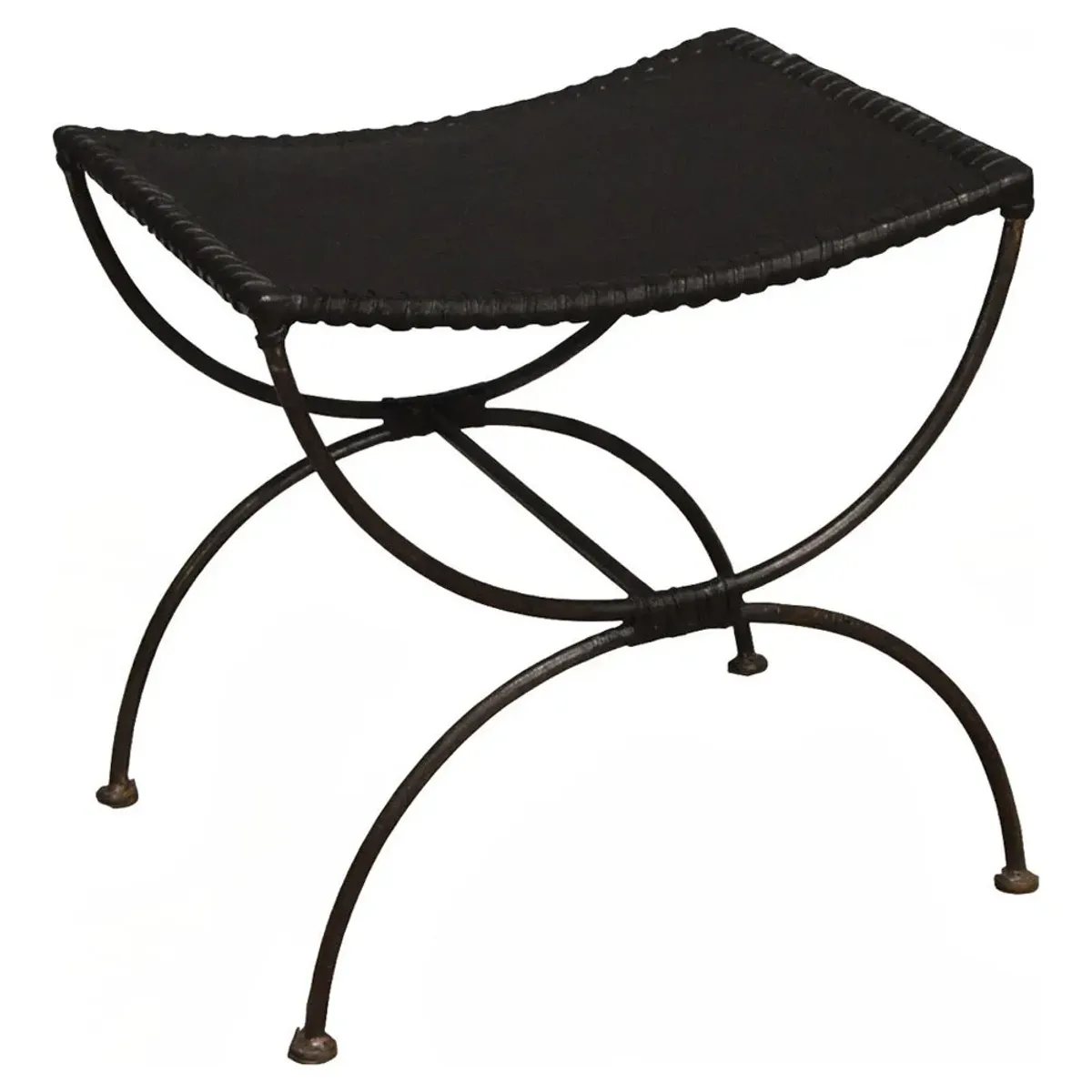 Gregory Updated Traditional Black Leather Iron Stool