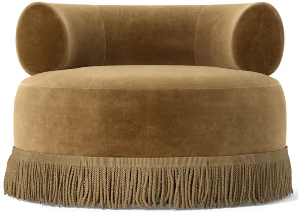 Mira Modern Classic Brown Faux Mohair Barrel Swivel Chair