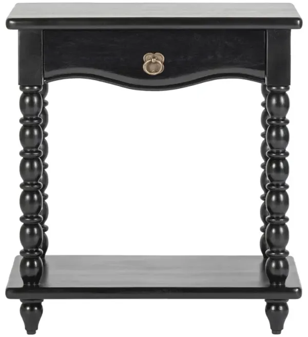 Thomas Updated Traditional Black Acacia Wood Spindle Nightstand
