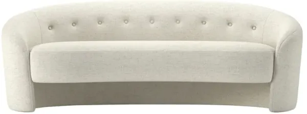 Button Modern Classic Cream Linen Performance Tufted Sofa - 84"