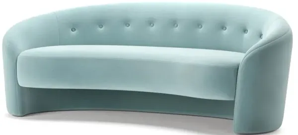 Button Modern Classic Light Blue Velvet Performance Tufted Sofa - 84"