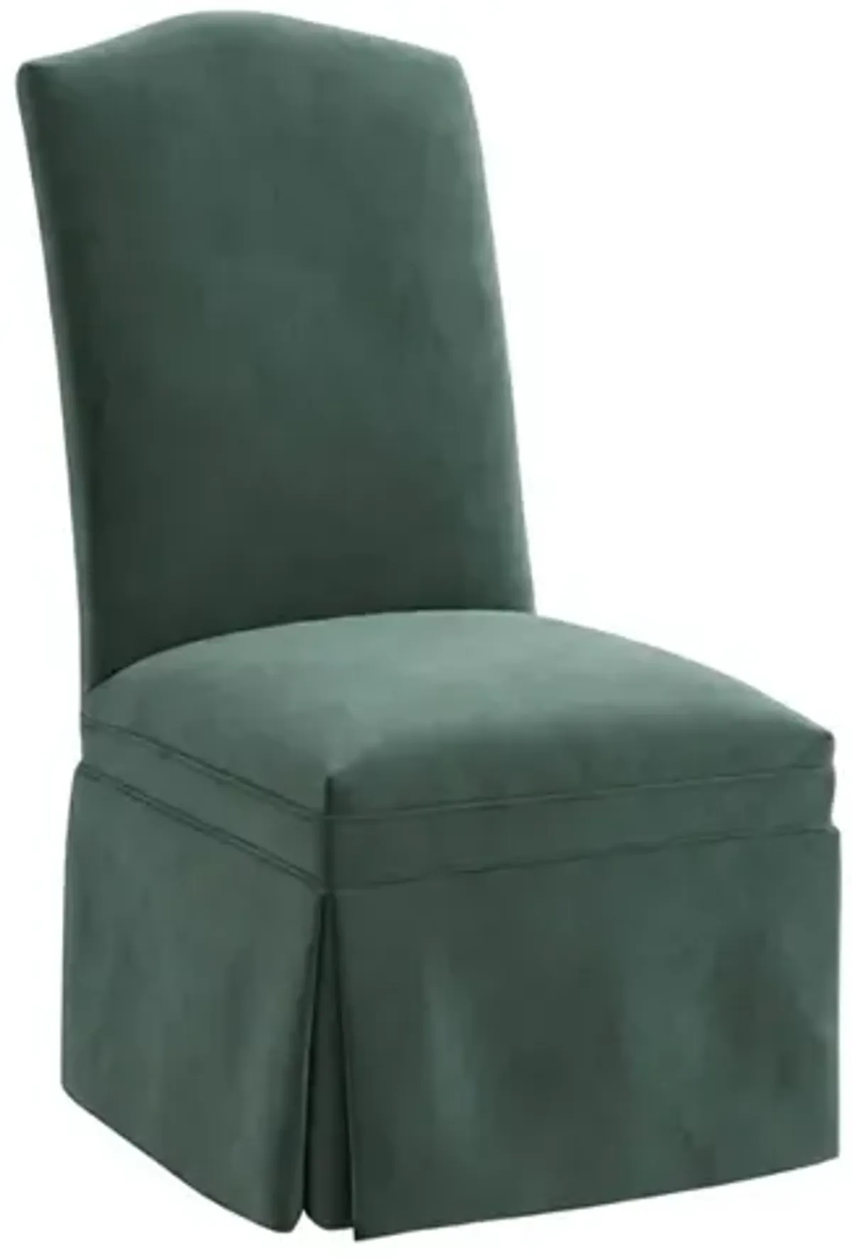 Temi Stone Pine Performance Velvet Skirted Side Chair
