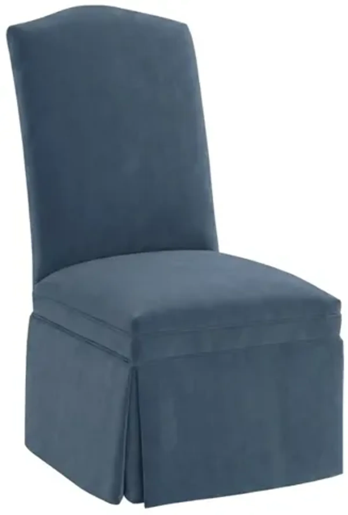 Temi Blue Dusk Performance Velvet Skirted Side Chair