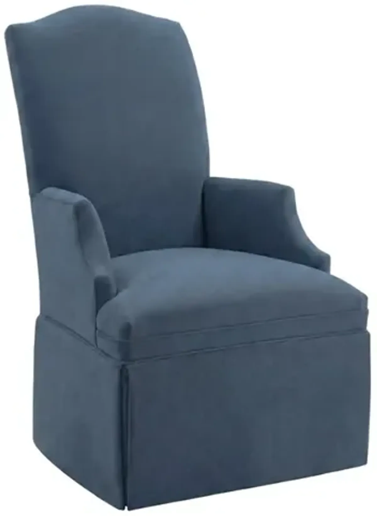 Temi Blue Dusk Performance Velvet Skirted Arm Chair