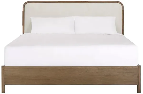 Huxley Modern Classic Cream Performance Brown Oak Bed - Queen