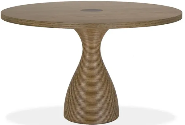 Willa Modern Classic Brown Oak Rattan Round Dining Table - 48"