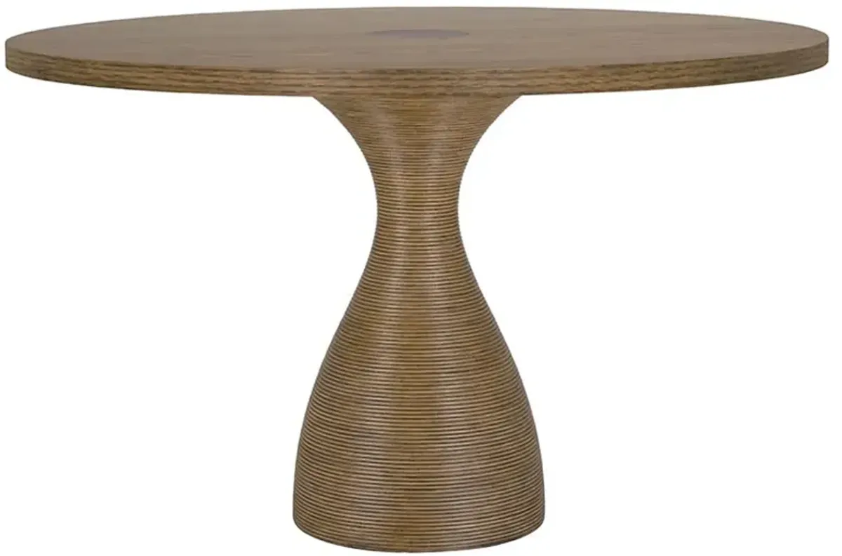 Willa Modern Classic Brown Oak Rattan Round Dining Table - 48"