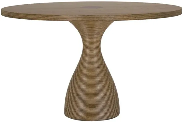 Willa Modern Classic Brown Oak Rattan Round Dining Table - 48"