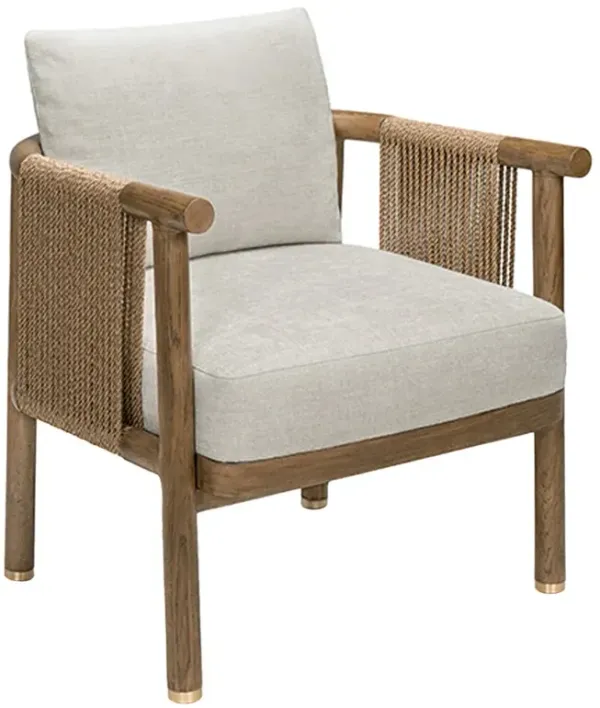 Meri Coastal Beach Cream Performance Brown Oak Arm Chair