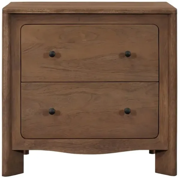 Anya Updated Traditional Dark Brown Acacia Wood Nightstand