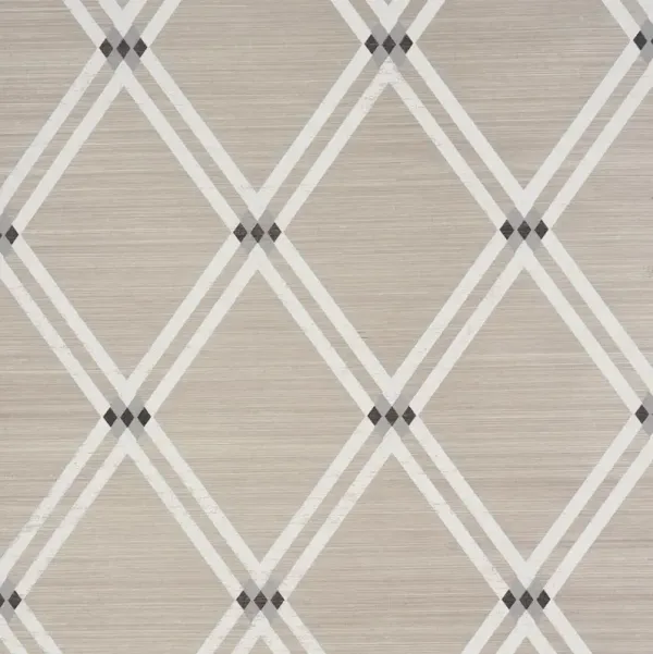 Asolo Sisal Modern Classic Silver Trellis Hand Printed Wallpaper - Sample