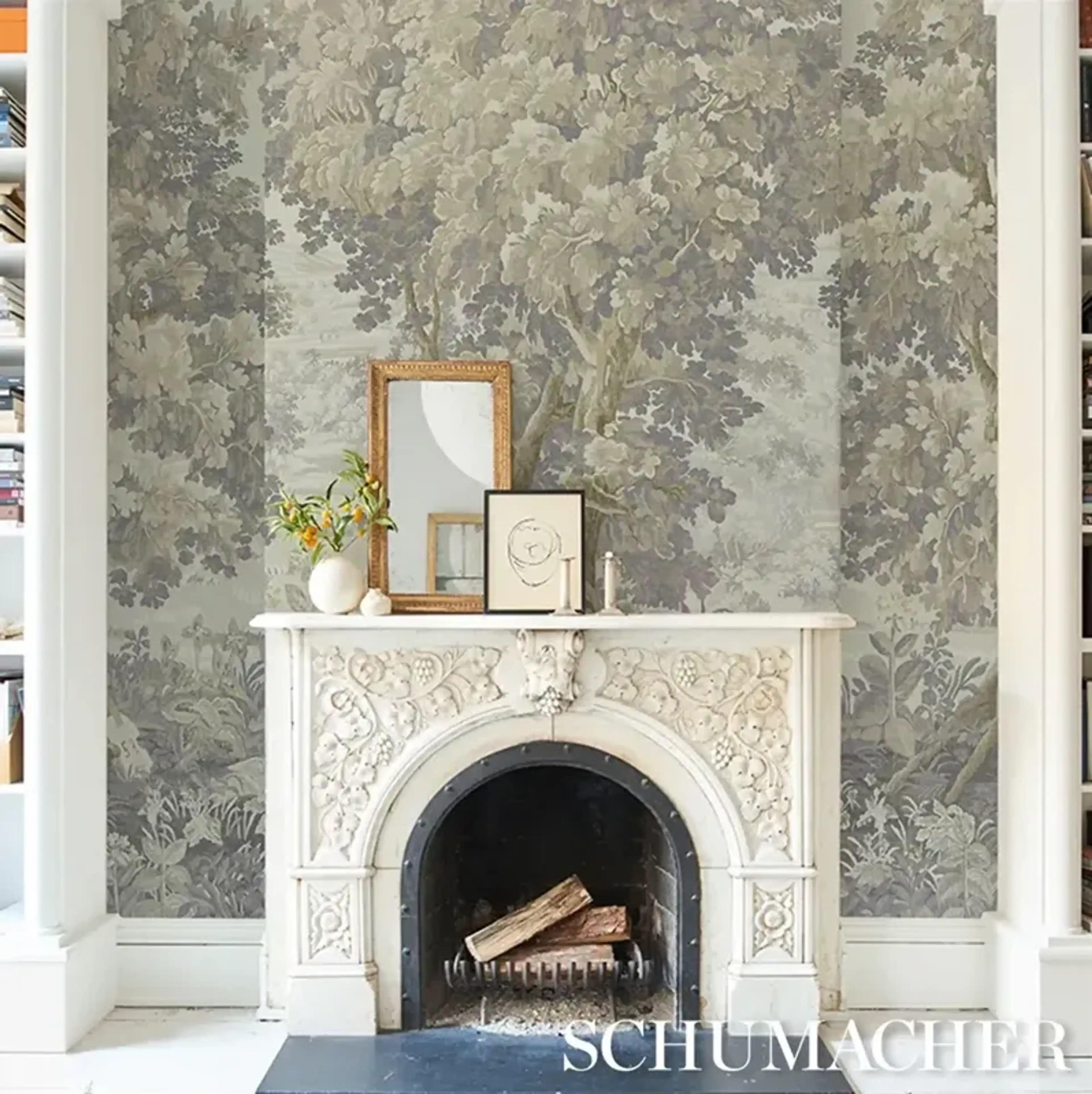 La Foret Oyster Forest Landscape Wallpaper Panel Set Sample Kathy Kuo ...