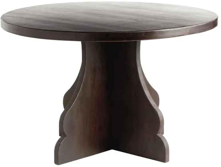 Gonzalo Updated Traditional Black Mango Wood Round Dining Table - 48"