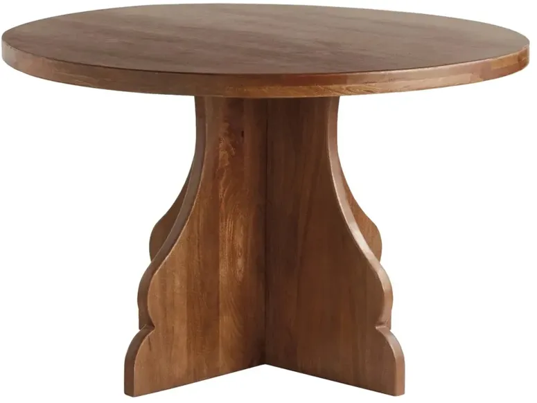 Gonzalo Updated Traditional Brown Mango Wood Round Dining Table - 48"