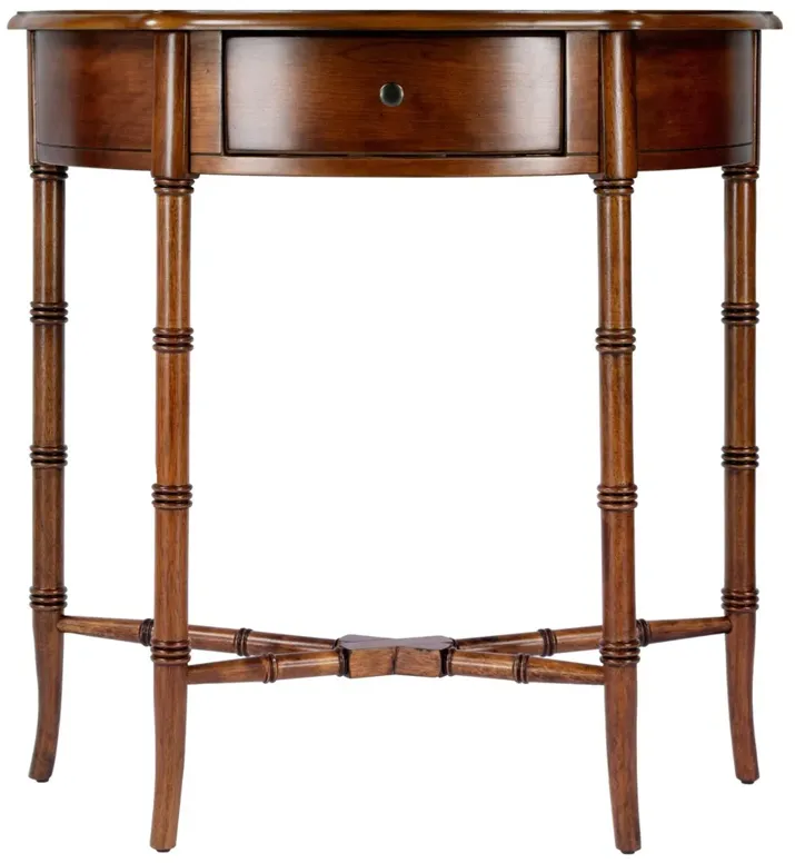 Mimi French Country Brown Wood Demilune Console Table