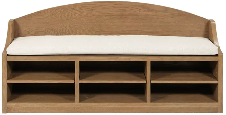 Daydream Coastal Beach Gold Oak Entryway Bench