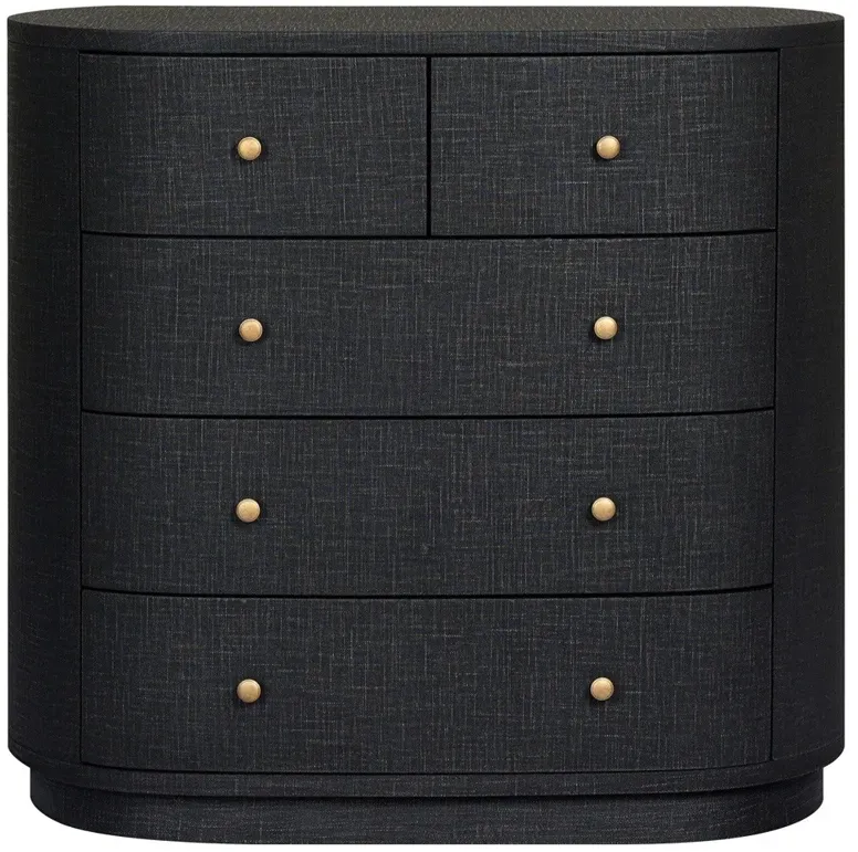 Beatrice Modern Classic Black Painted Linen Oval Tall Chest