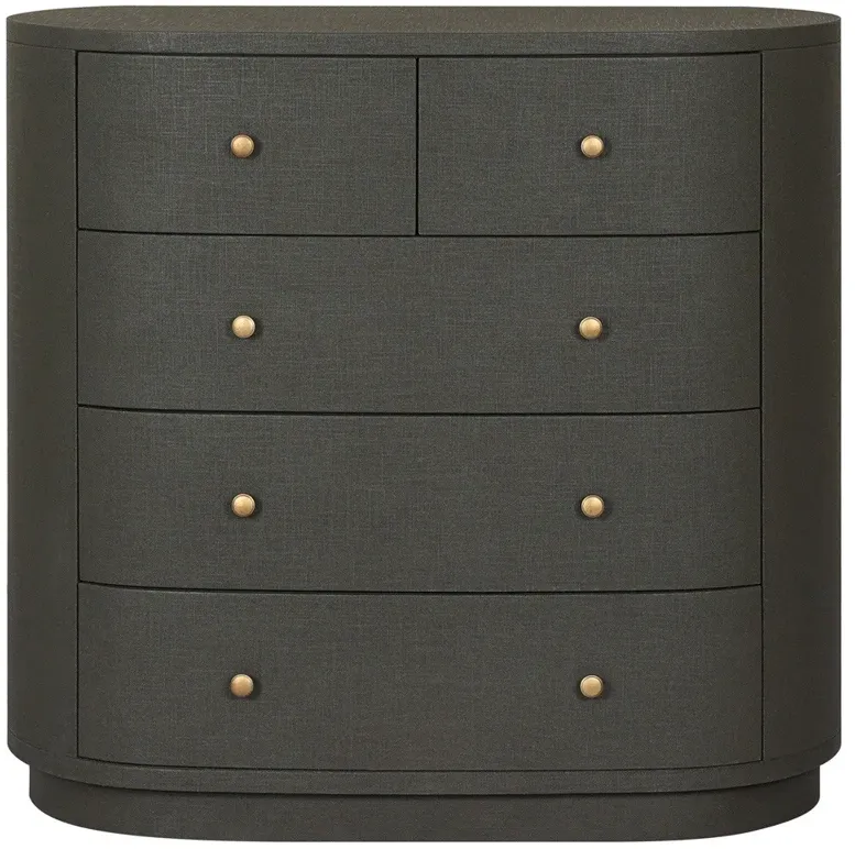 Beatrice Modern Classic Dark Green Painted Linen Oval Tall Chest